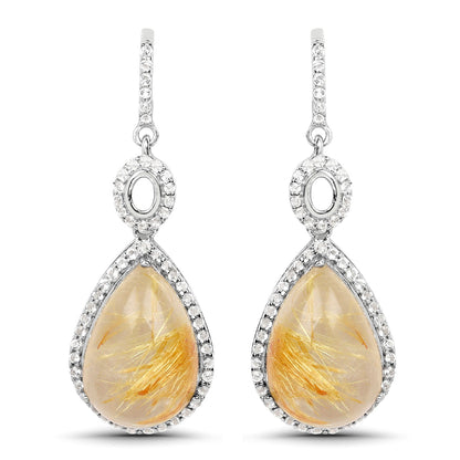 Avera Group 10.04 ct golden rutile and white topaz earrings in sterling silver