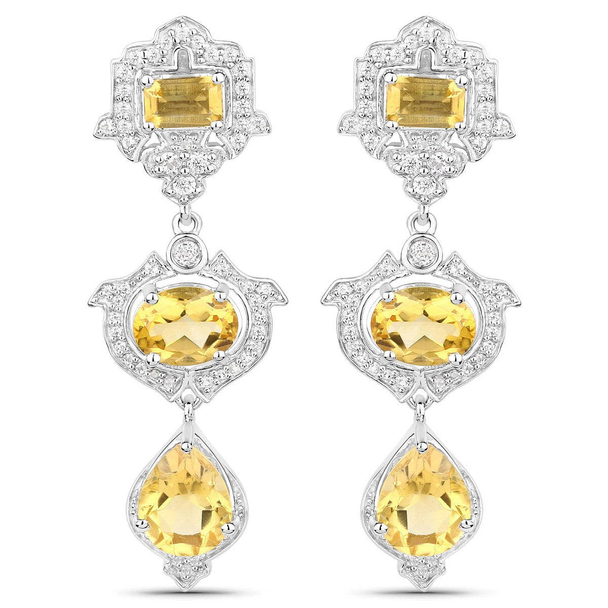 6.63 ct citrine and white topaz .925 sterling silver earrings by Avera Group