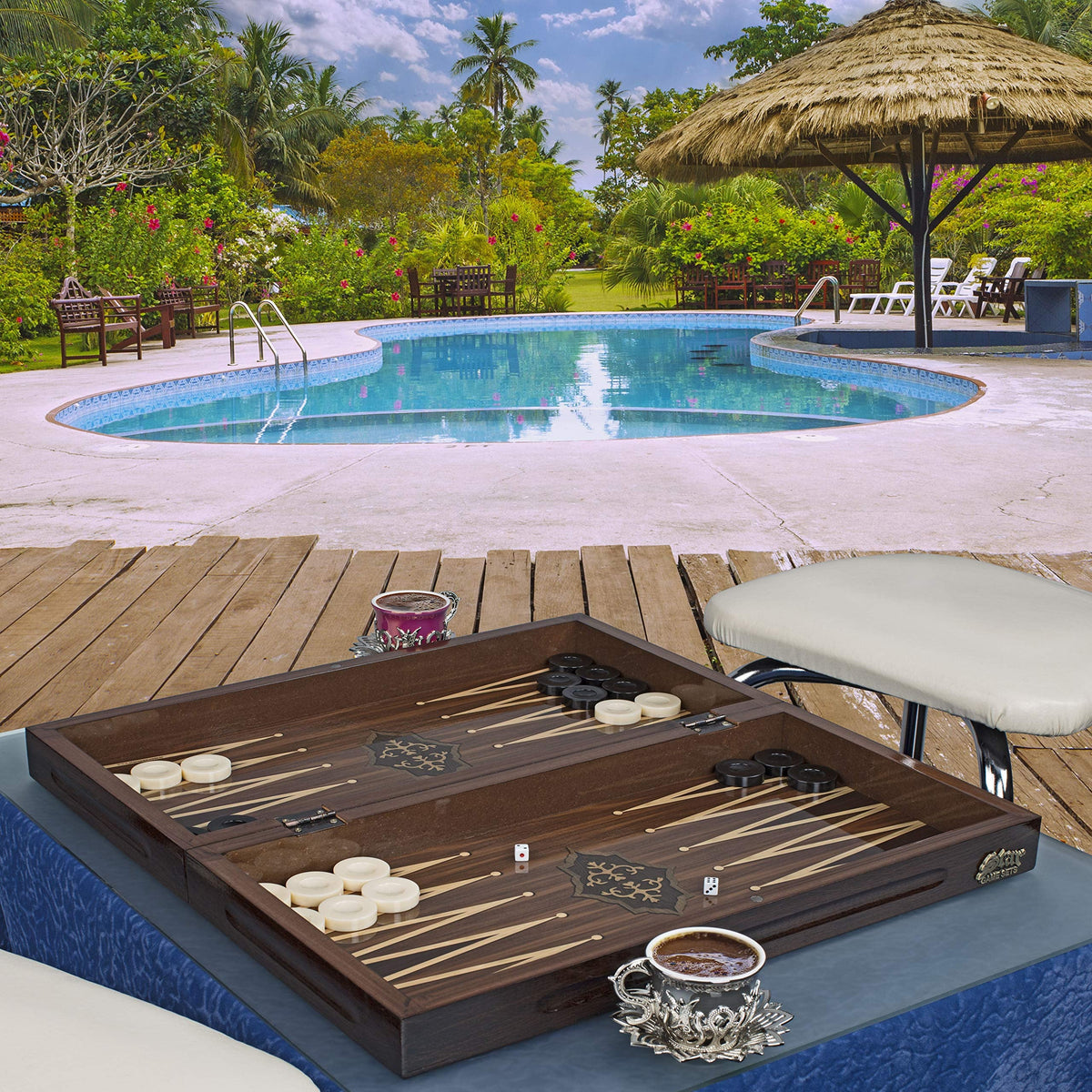 Star Turkish Backgammon Set Antique Walnut Wood - 1020364 - B0851KPN3L by Beauty Care Bag