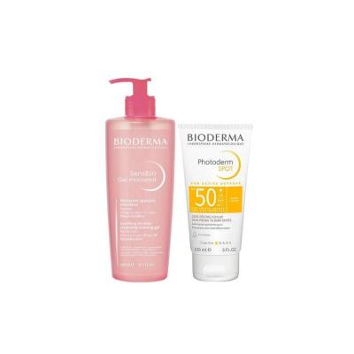 Bioderma Skincare Set for Sensitive Skin - Sensibio Foaming Gel & Photoderm Spot SPF50+ by Beauty Care Bag