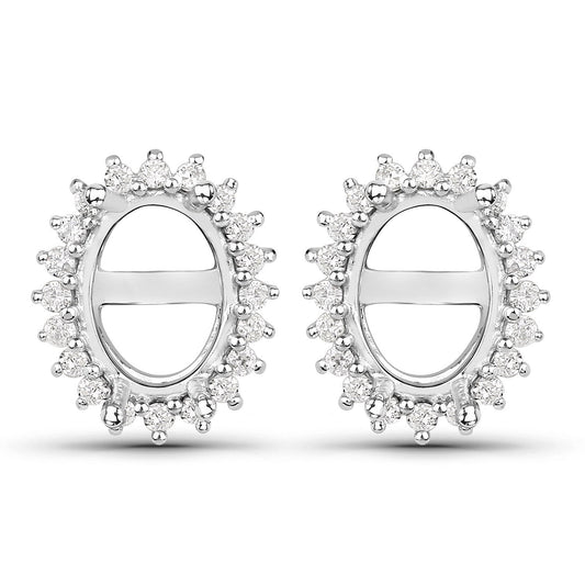 Avera Group 0.26 ct genuine white diamond earrings in 14K white gold