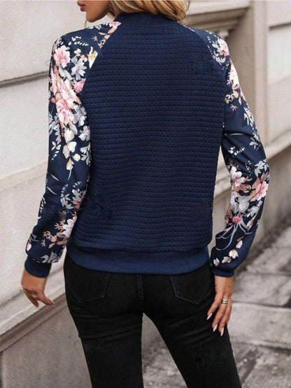 Printed Zip Up Long Sleeve Jacket for Stylish Comfort by Mauve Tuna