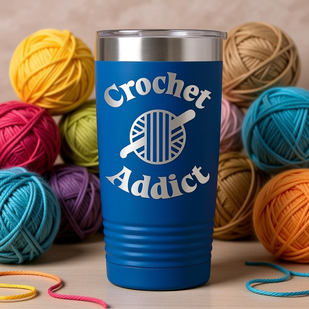 Insulated Travel Mug - 20 oz Engraved Tumbler With Double Wall Insulation For Crochet Lovers by Joyful Moose