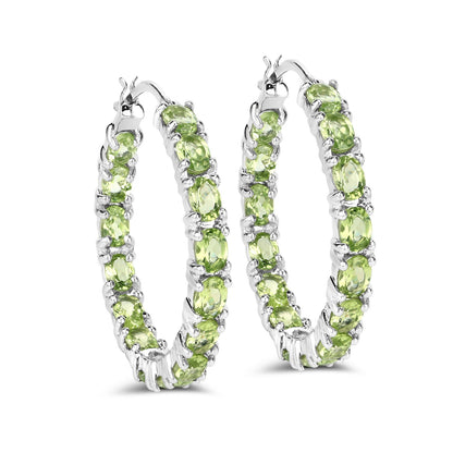 5.10 ct oval peridot .925 sterling silver earrings by Avera Group