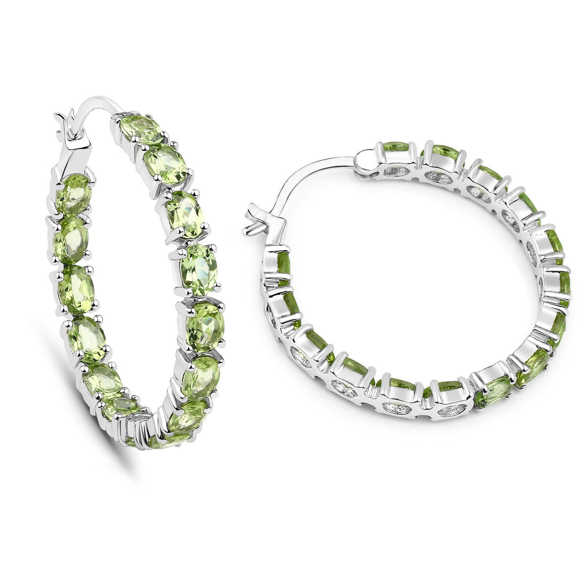 5.10 ct oval peridot .925 sterling silver earrings by Avera Group, view 2