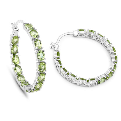 5.10 ct oval peridot .925 sterling silver earrings by Avera Group, view 2