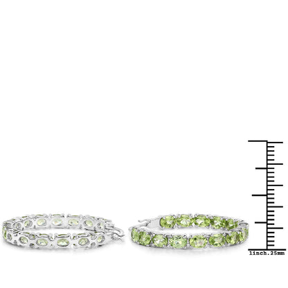 5.10 ct oval peridot .925 sterling silver earrings by Avera Group, view 3