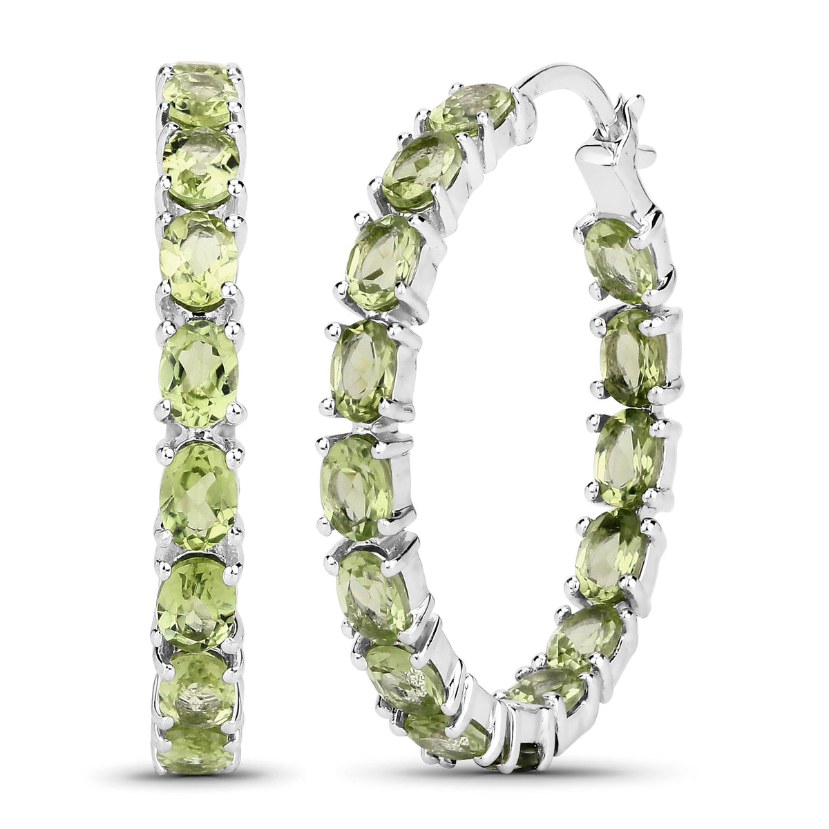 5.10 ct oval peridot .925 sterling silver earrings by Avera Group, view 4