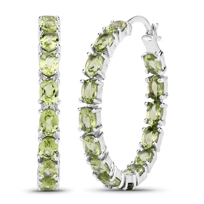 5.10 ct oval peridot .925 sterling silver earrings by Avera Group, view 4