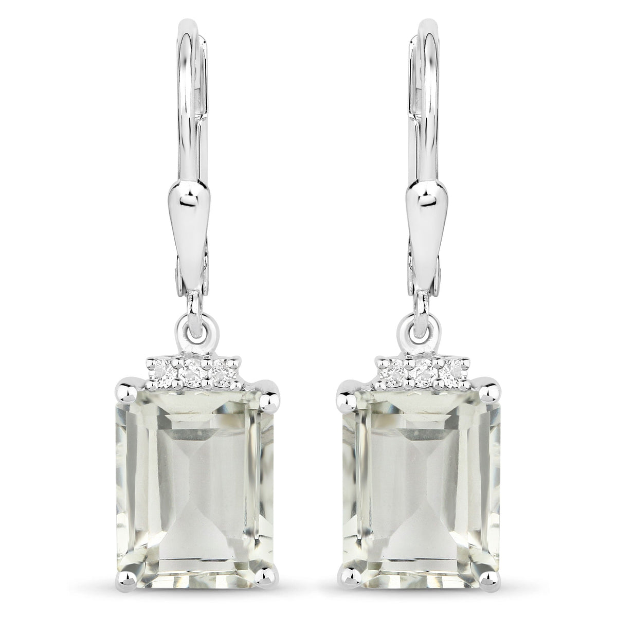 7.23 ct green amethyst and white topaz .925 sterling silver earrings by Avera Group