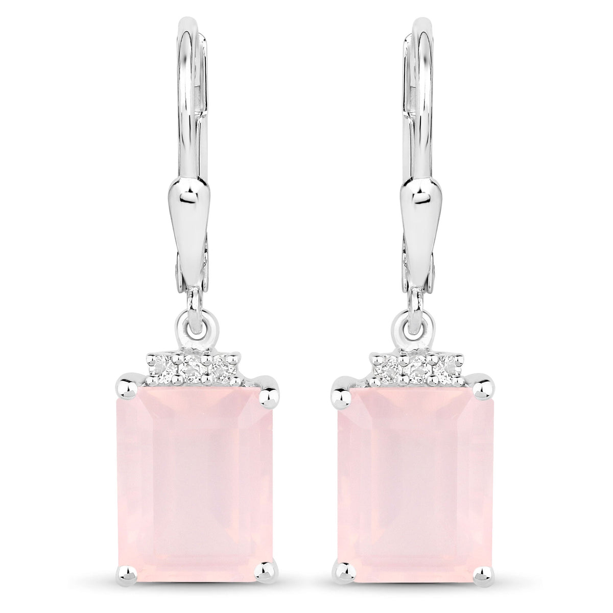 6.23 ct rose quartz and white topaz .925 sterling silver earrings by Avera Group