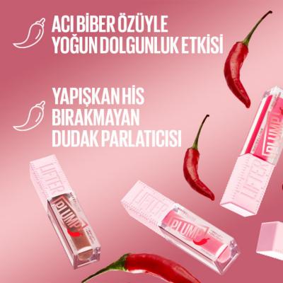 Maybelline Lifter Plump Lip Gloss - Non-Sticky, Chili Pepper Extract, Pink Sting Shade by Beauty Care Bag