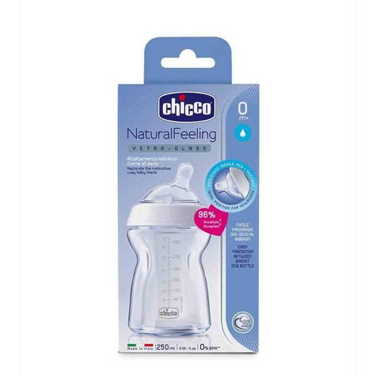 Chicco Natural Feeling 250ml baby bottle with angled nipple