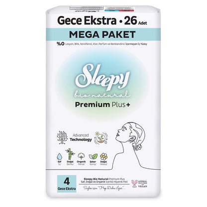 Sleepy Bio Natural Premium Plus Night Pads Size 4 26 Count by Beauty Care Bag