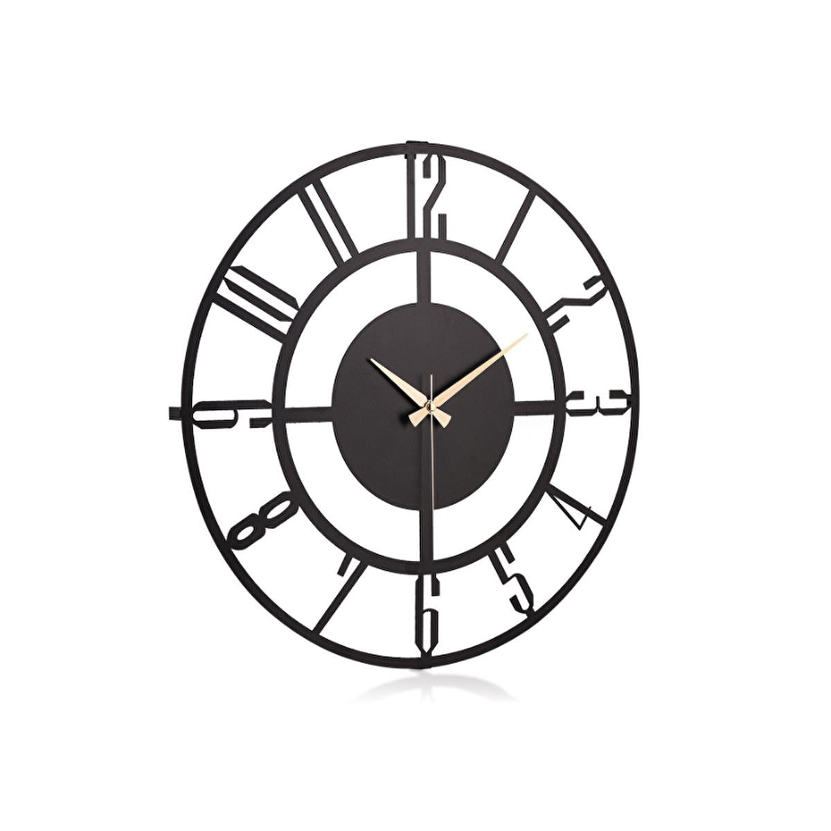 Muyika 50cm Metal Black Wall Clock - Silent Sweep Mechanism, Modern Decor by Beauty Care Bag