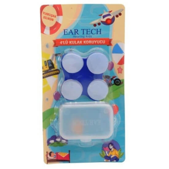 Ear Tech Silicone Earplugs for Noise Reduction 4-Pack by Beauty Care Bag