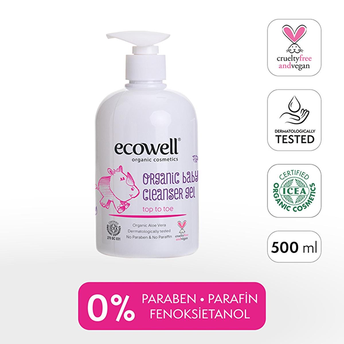 Ecowell Organic Baby Cleansing Gel - Gentle, Natural, Vegan & Chemical-Free for Baby's Sensitive SkinShampooTorqelo.com