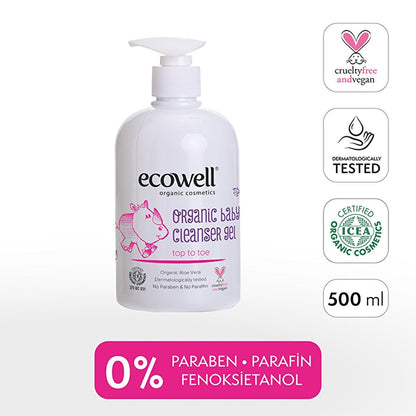 Ecowell Organic Baby Cleansing Gel - Gentle, Natural, Vegan & Chemical-Free for Baby's Sensitive SkinShampooTorqelo.com
