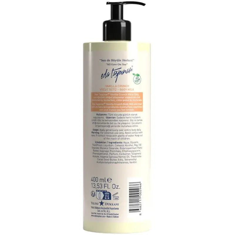 Eda Taspinar Vanilla Crunch Body Milk Sweet Moisturizer 400ml by Beauty Care Bag