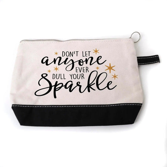 Inspirational Cosmetic Bag - Zipper Pouch - Pencil Case - Gold Sparkle by Joyful Moose
