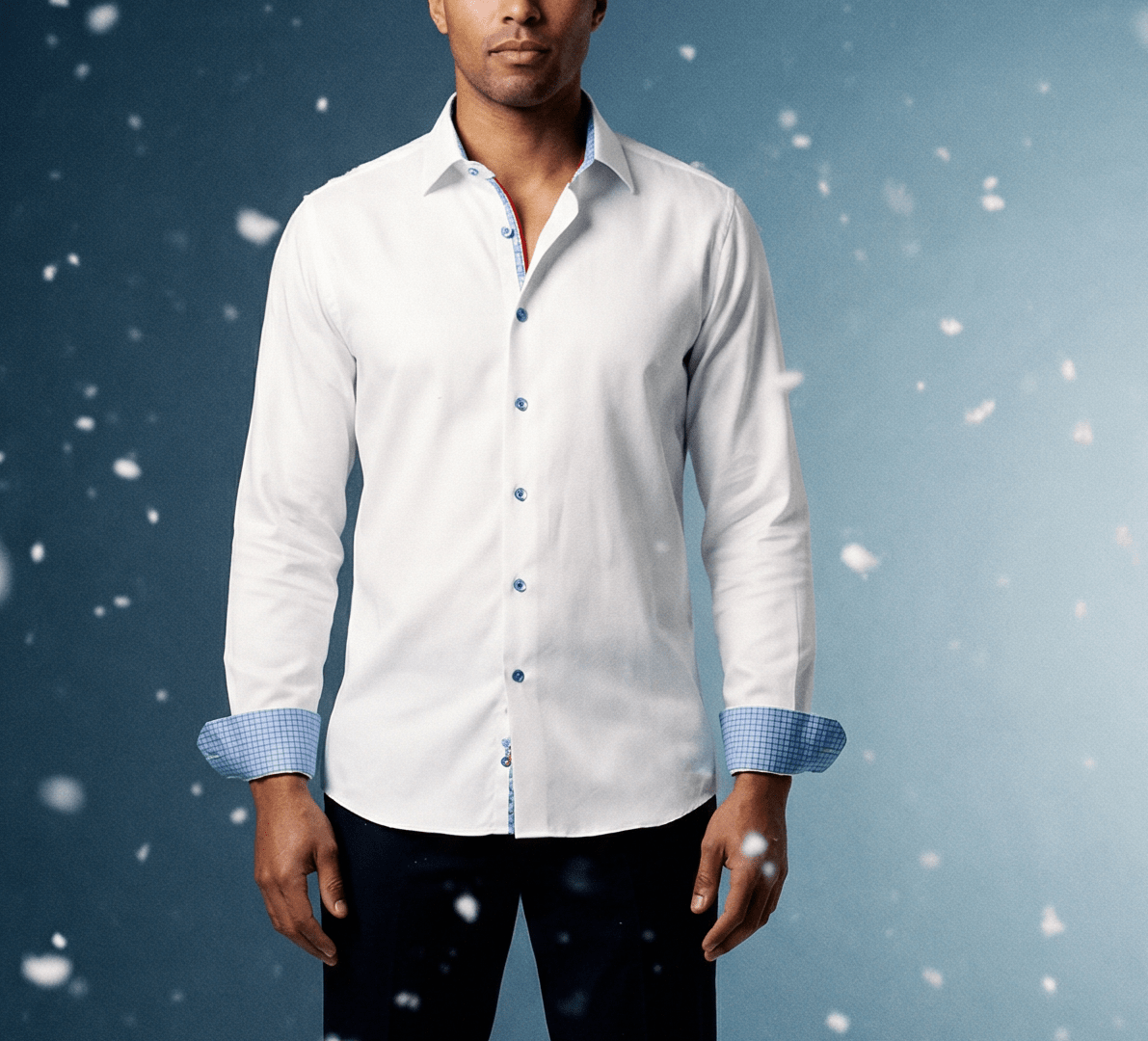 Edward// // Cotton Knit-Stretch Button-Up Shirt With Contrast Details // White // Tailored Fit (Fitted)Shirts & TopsTorqelo.com