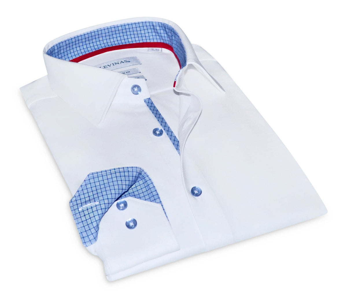 Edward// // Cotton Knit-Stretch Button-Up Shirt With Contrast Details // White // Tailored Fit (Fitted)Shirts & TopsTorqelo.com