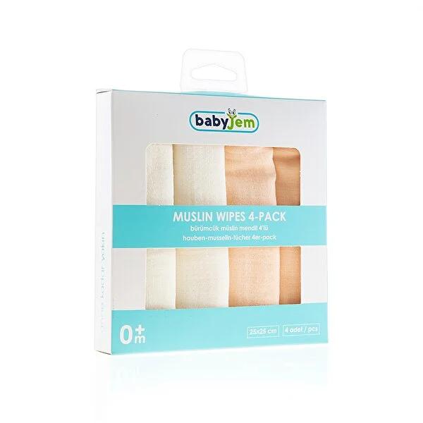 Babyjem Muslin Baby Washcloths: Soft Cotton Wipes for Sensitive Skin - Gentle, Absorbent Newborn Face Cloths (4-Pack) by Beauty Care Bag