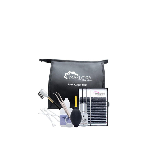 Maklora Eyelash Extension Set C Curl 0.10 - Silk Material for Natural Look, Luxurious Texture, and Enhanced Eyelashes by Beauty Care Bag