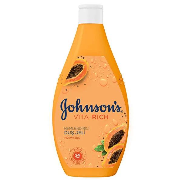 Johnson's Vita-Rich Moisturizing Shower Gel with Papaya Extract - 13.53 fl oz, Hydrating & Refreshing by Beauty Care Bag