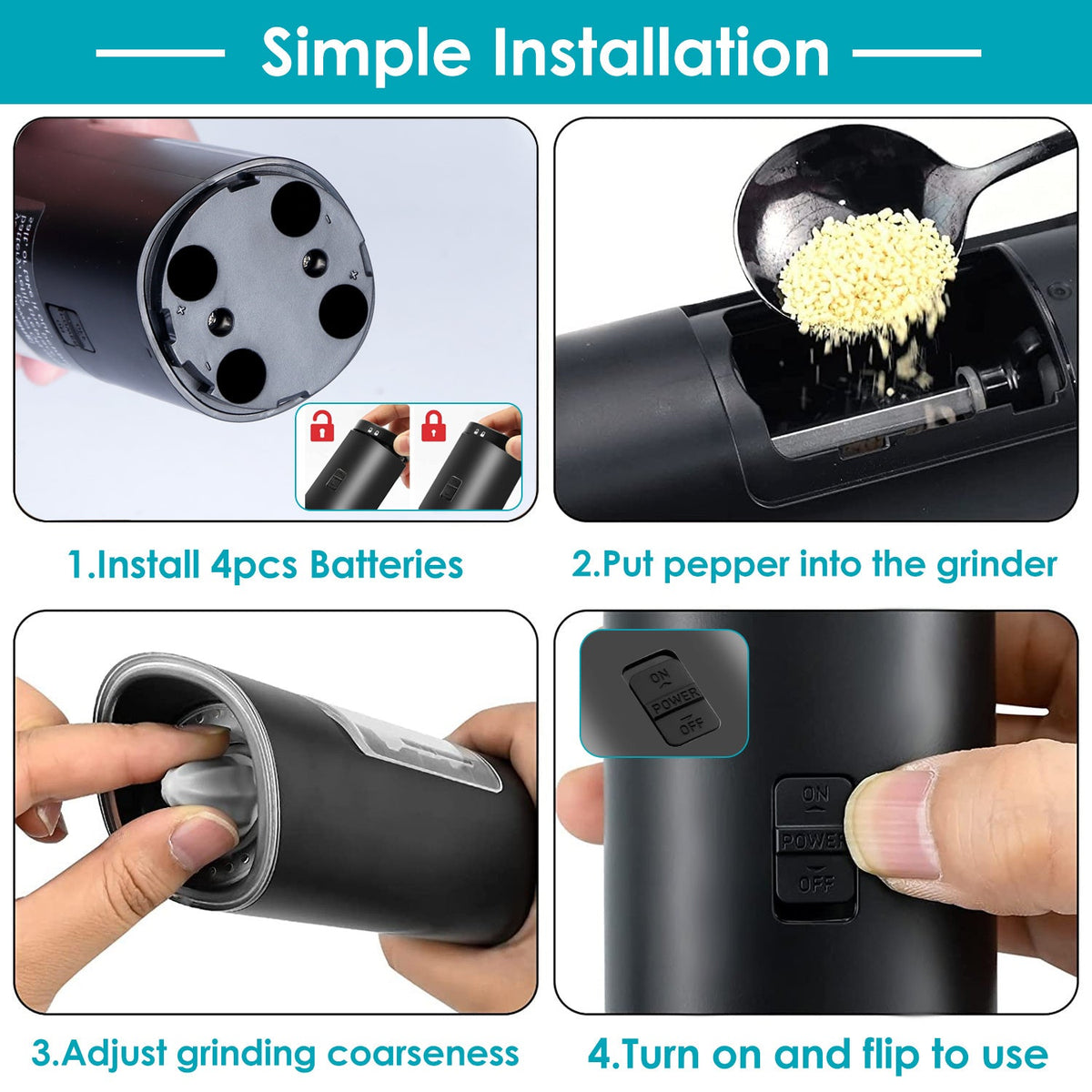 Electric Salt & Pepper Grinder – Gravity Sensor with LEDElectric Salt GrinderTorqelo.com