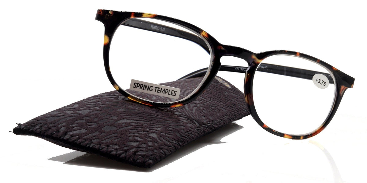 Ella, (Premium) Reading Glasses Round. High End Readers Modern Circle Style (Black) Brown Tortoiseshell +1.25..+3 Magnifying NY Fifth AvenueTorqelo.com