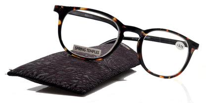 Ella, (Premium) Reading Glasses Round. High End Readers Modern Circle Style (Black) Brown Tortoiseshell +1.25..+3 Magnifying NY Fifth AvenueTorqelo.com