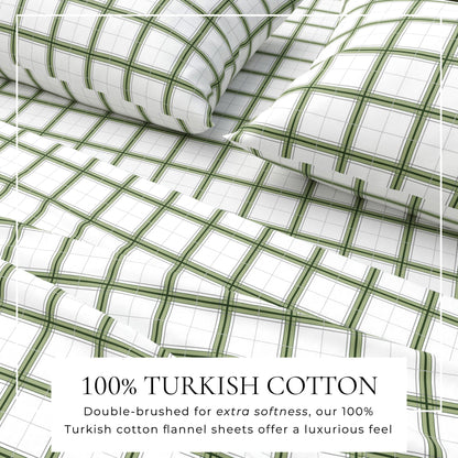 Turkish Cotton Flannel Sheet Set - Plaid & Stripe Collection by Great Bay Home