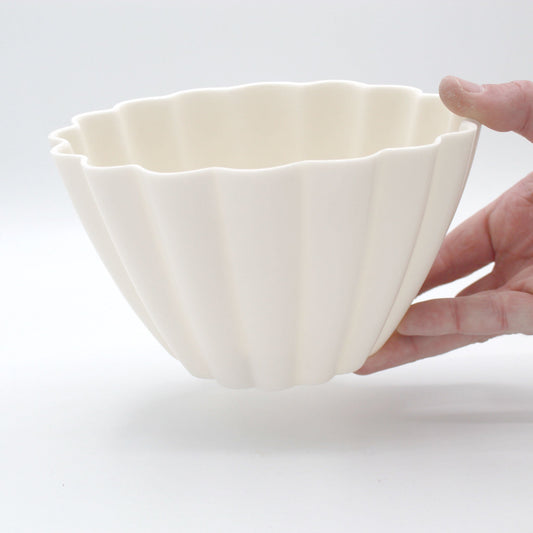 Handcrafted fluted translucent porcelain candle holder