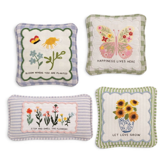 Embroidered Floral Mini Accent Pillow by Rust & Cinder