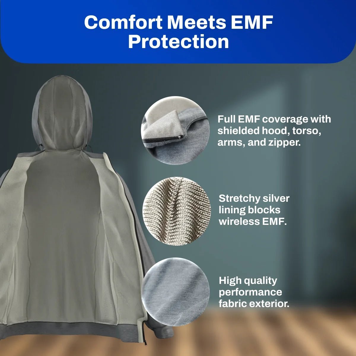 EMF Radiation Protection Hooded JacketvariableTorqelo.com