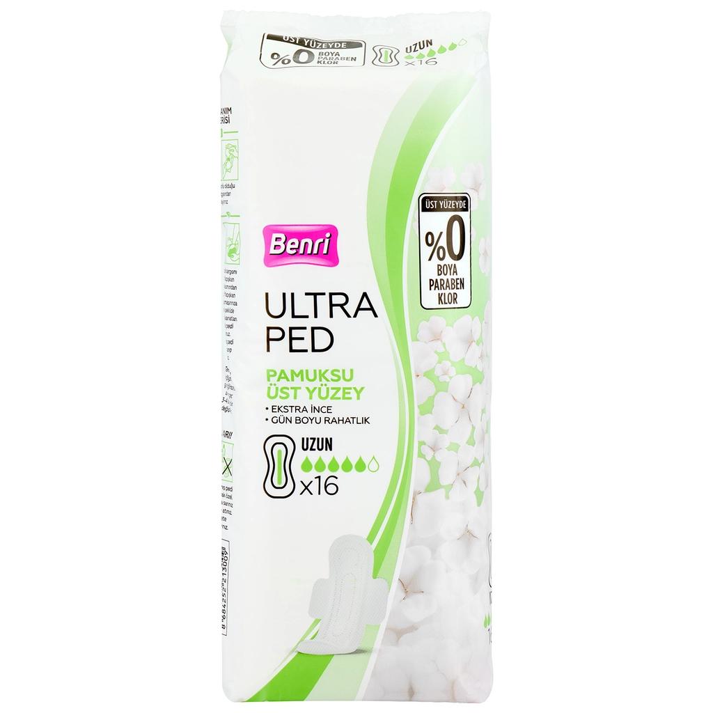 Benri Ultra Cotton Sanitary Pads Long 16 Count by Beauty Care Bag