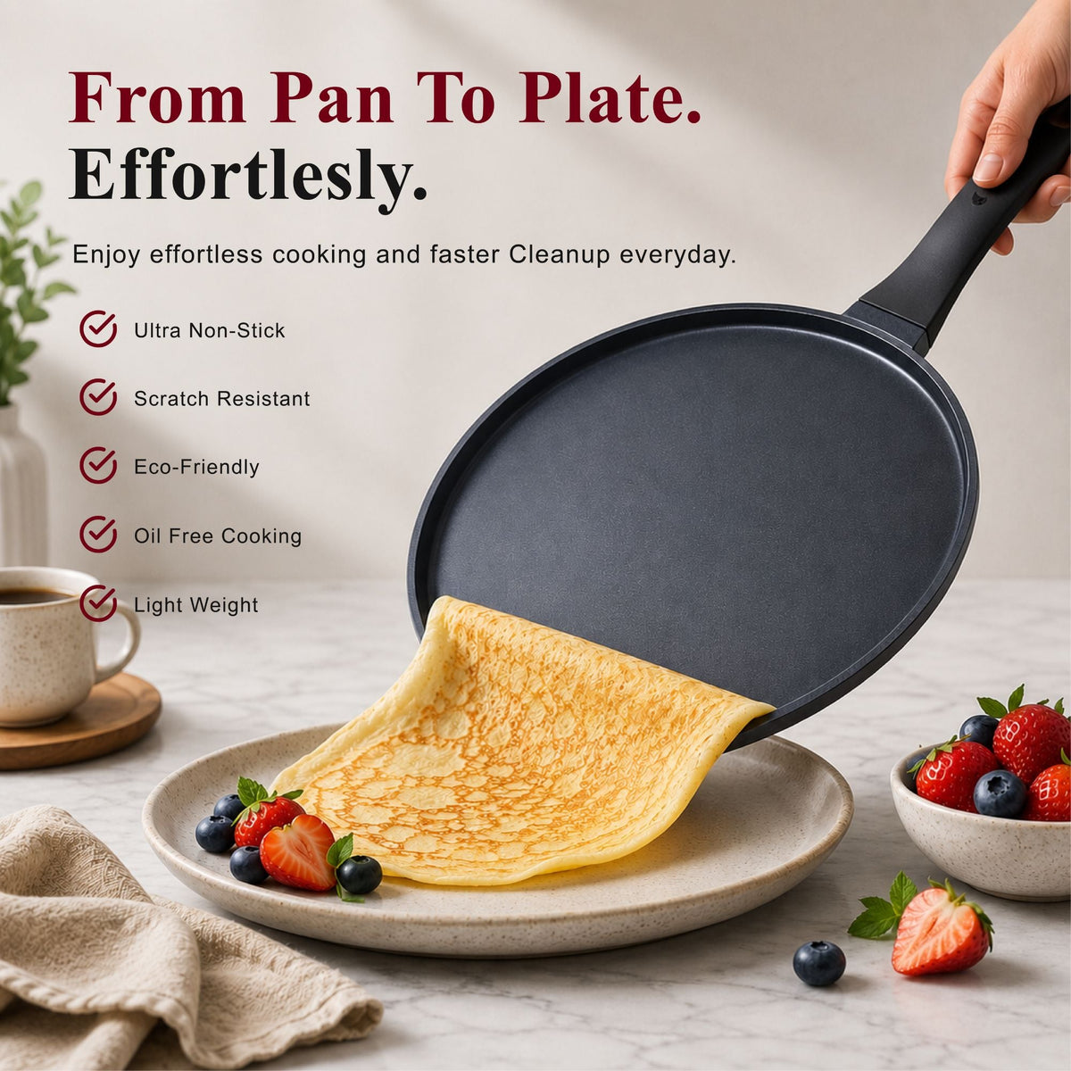 Ceramic Nonstick Crepe & Egg Pan, 11" by Alva Cookware