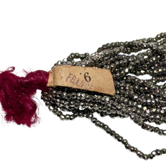 Antique French Steel Cut Beads - Rare Gunmetal Faceted 1.85mm - Vintage Hank by Continental Bead Suppliers