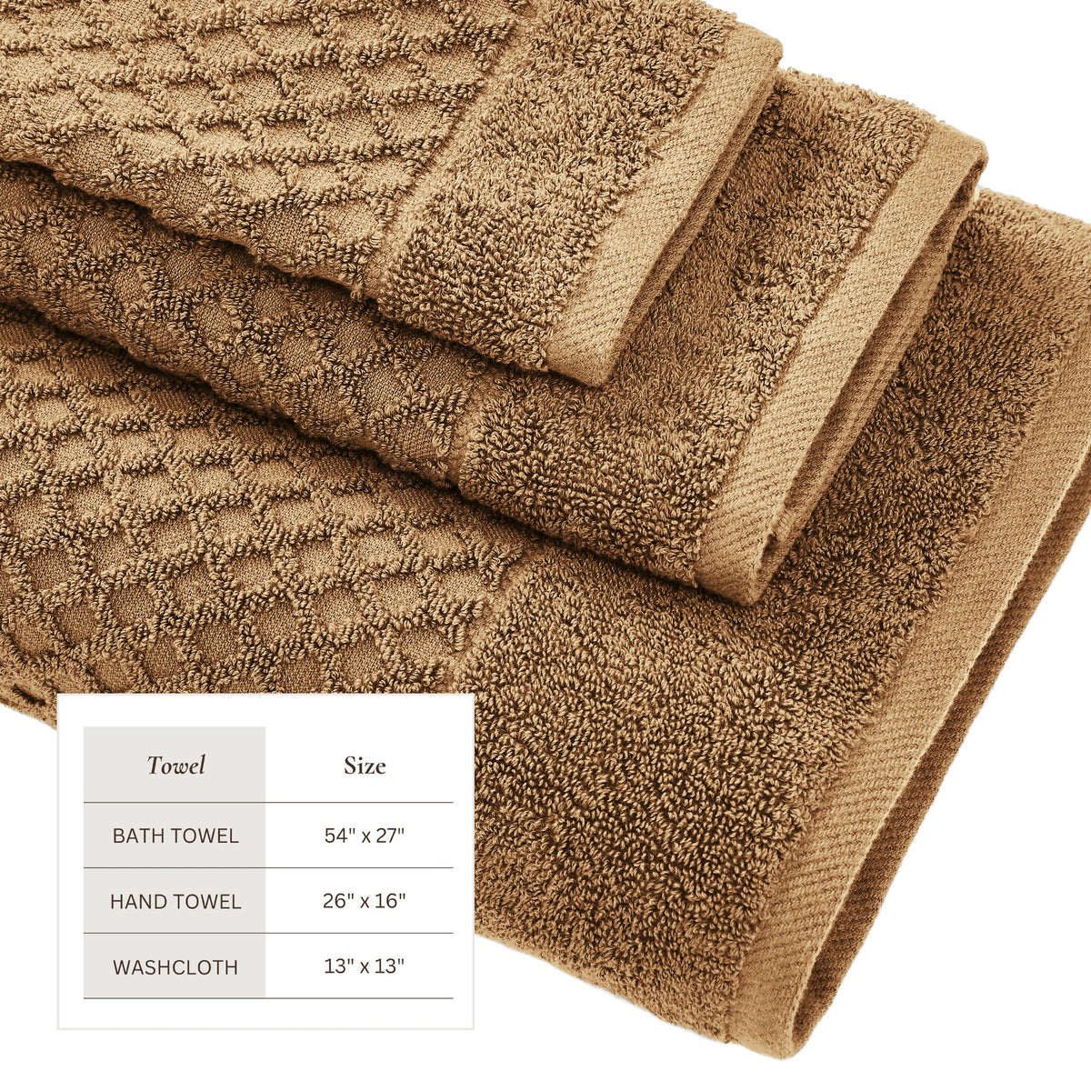 Cotton Diamond Waffle Weave Bath Towel Set - Grayson Collection by Great Bay Home
