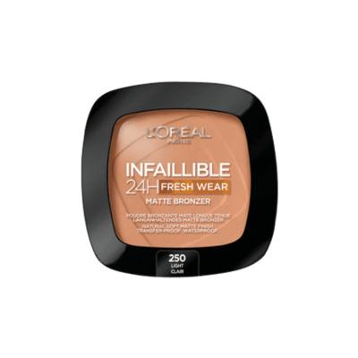 Loreal Paris Infaillible 24H Fresh Wear Matte Bronzer: Achieve a Natural, Long-Lasting Bronzed Look with Water Resistance - Light Clair Shade by Beauty Care Bag