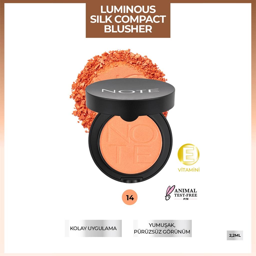 Note Luminous Silk Compact Blusher in 14 Dreamy Coral 5.5g by Beauty Care Bag