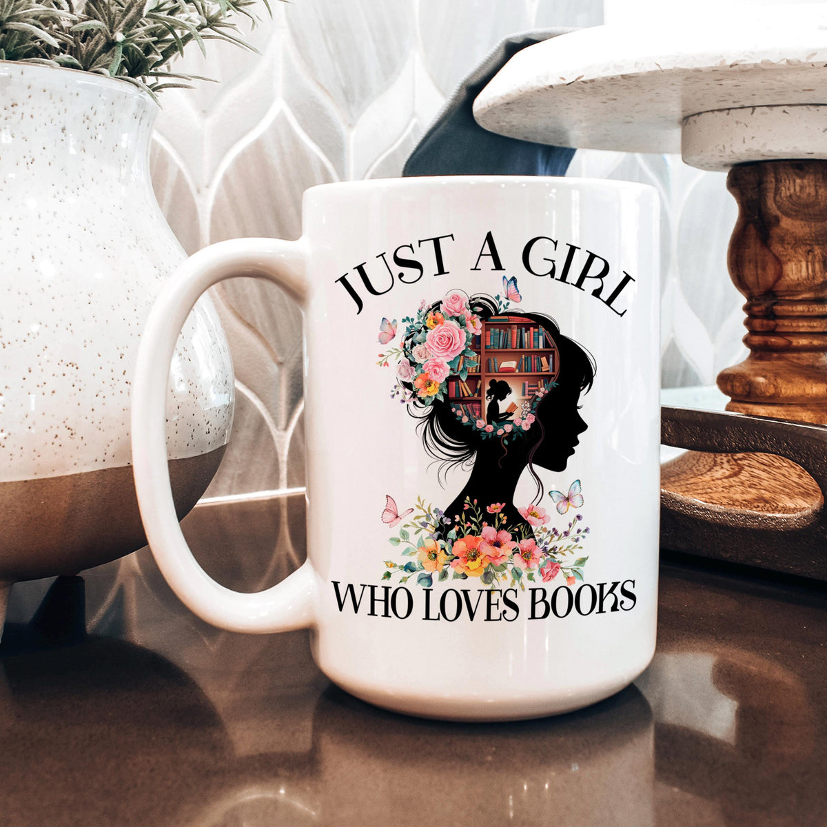 Book Lover Coffee Mug – Floral Book Mug | Ceramic, Microwave Safe Gift by Joyful Moose