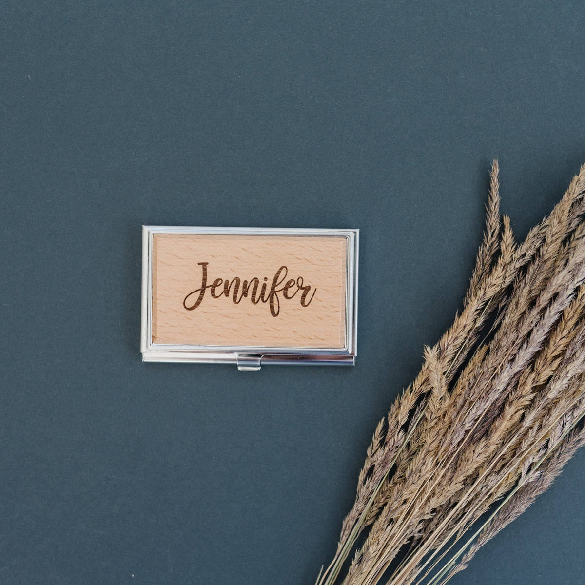 Engraved Bamboo Card Holder – Personalized Wood Business Case, Gift for Professionals by Joyful Moose