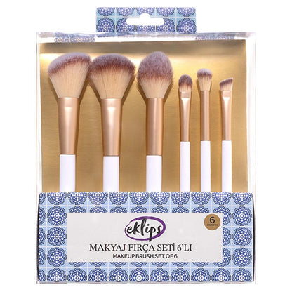 Eklips 6-Piece Makeup Brush Set for Flawless Application by Beauty Care Bag