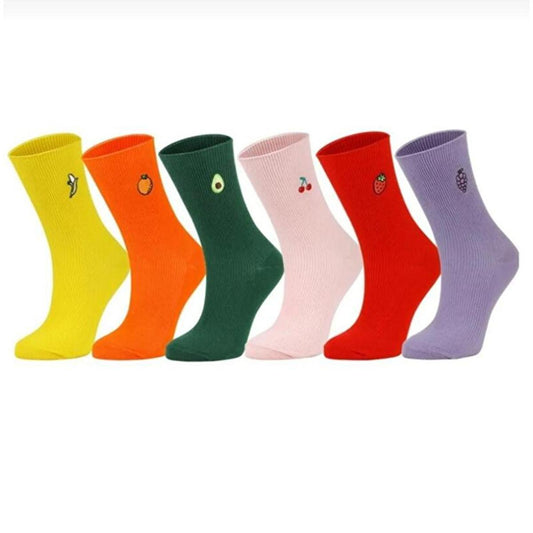 Ozzy Socks Women's 6-Pack Fruit Embroidered Socks - Comfortable Cotton Casual Footwear for Women by Beauty Care Bag