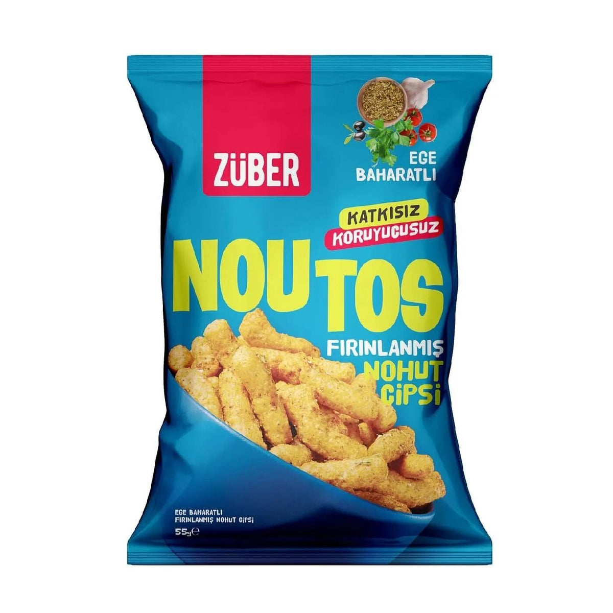 Zuber Noutos Aegean Herb Baked Chickpea Chips Snack 55g by Beauty Care Bag