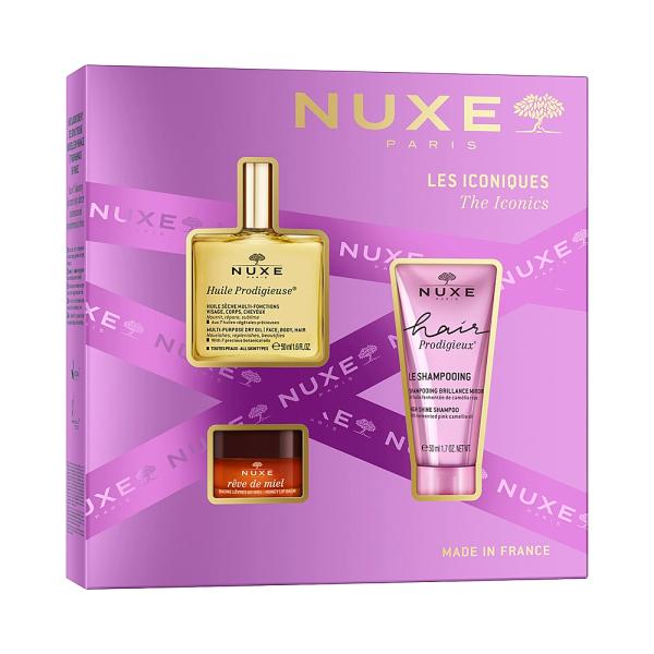 Nuxe Iconics Gift Set with Huile Prodigieuse & Reve de Miel by Beauty Care Bag