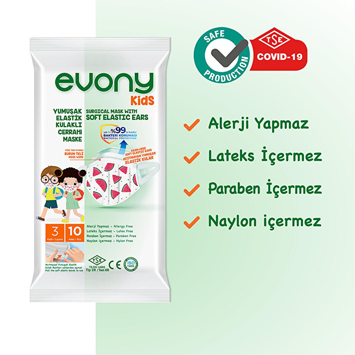Evony Children's Face Mask: 10-Pack - TSE Certified, Soft, Comfortable, & Allergy-Free Kids Face Masks for Reliable Respiratory Protection by Beauty Care Bag