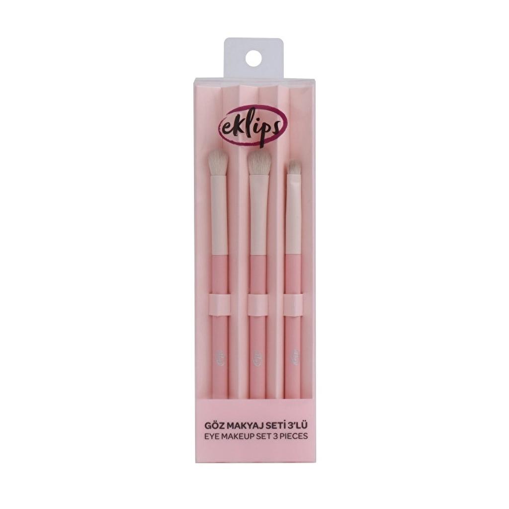 Eklips 3-Piece Eye Makeup Brush Set for Precise Blending by Beauty Care Bag
